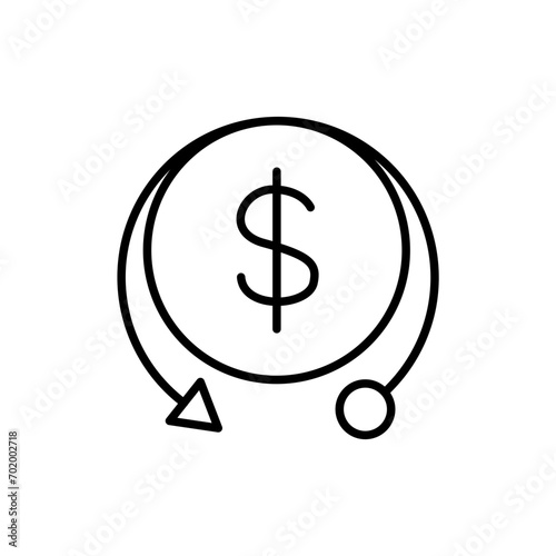 Dollar coin outline icons, minimalist vector illustration ,simple transparent graphic element .Isolated on white background