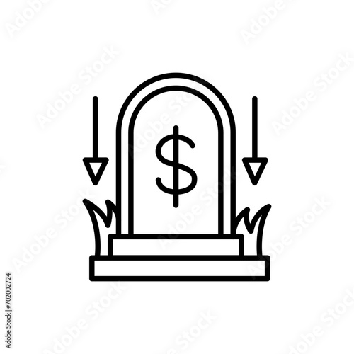 Dollar cemetery outline icons, minimalist vector illustration ,simple transparent graphic element .Isolated on white background