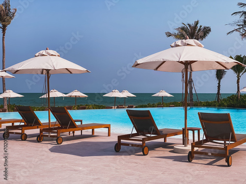 lounge chairs on the beach