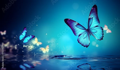 Fairy Butterflies Dancing on the Water. Made with Generative AI Technology