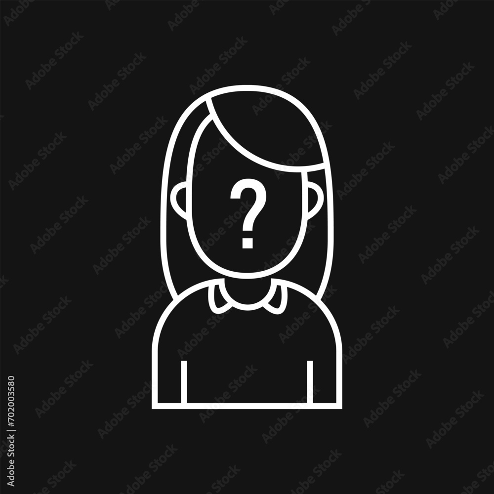 wanted woman, suspect, question mark outline icon. law and justice, mysterious woman wanted woman, suspect, question mark outline icon. law and justice, mysterious woman