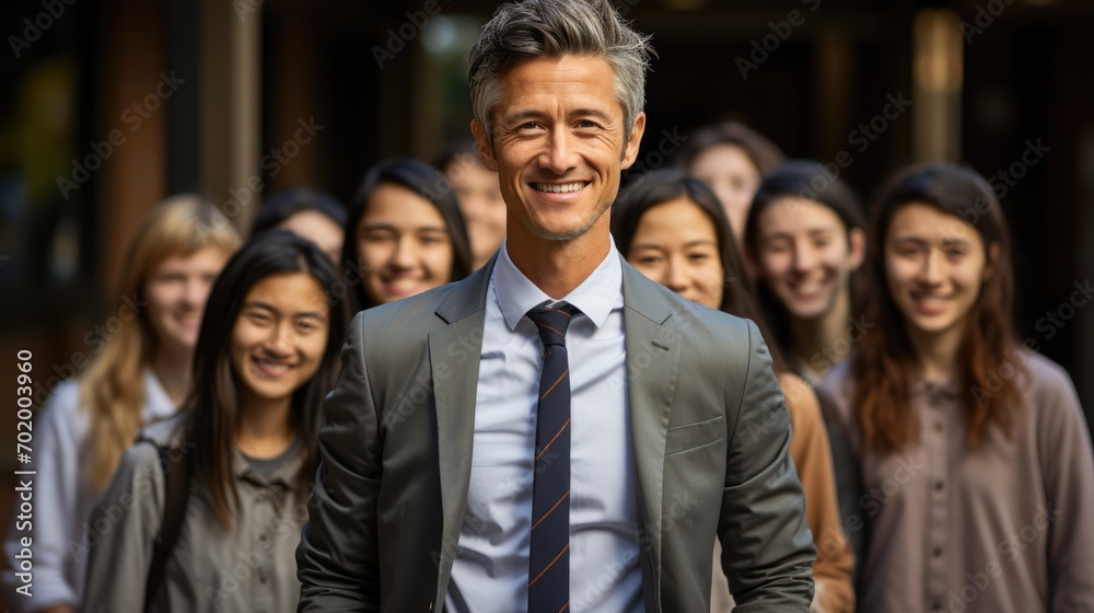 Portrait of professor in university standing outdoor Portrait of professor in university standing outdoor