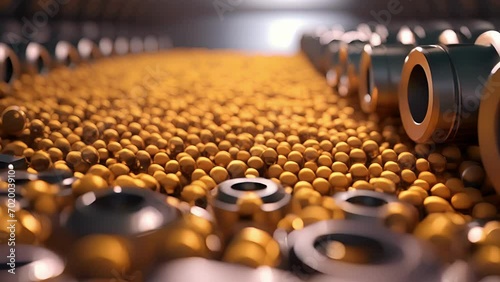 Closeup of the nuclear fuel pellets being carefully monitored and controlled in a highly regulated and secure environment. photo