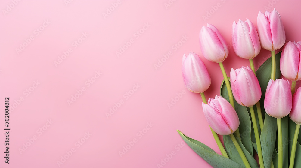 beautiful composition spring flowers bouquet of pink flowers with space for text