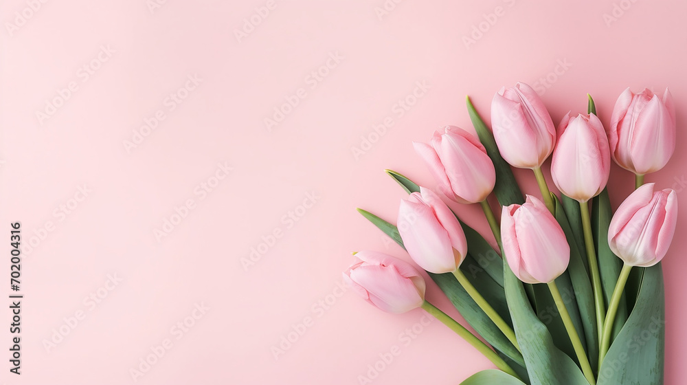 pink background with beautiful composition spring flowers bouquet of pink flowers