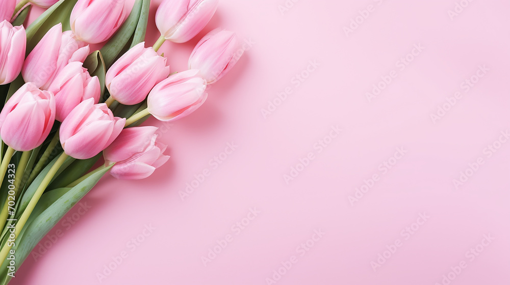pink background with beautiful composition spring flowers bouquet of pink flowers