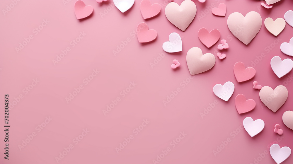 composition for valentines day february 14th delicate composition of pink hearts made of paper