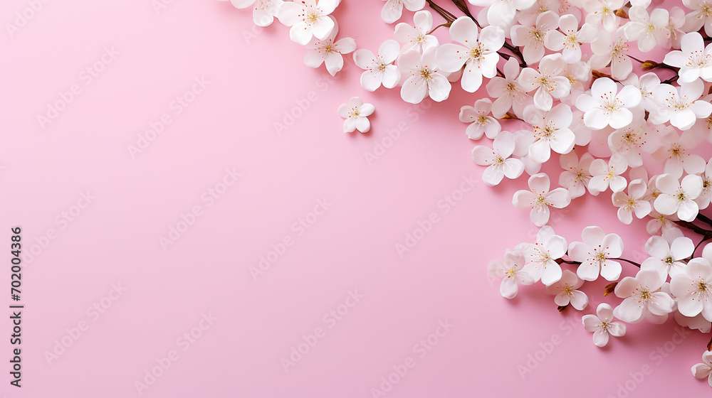 small white flowers on pastel pink background