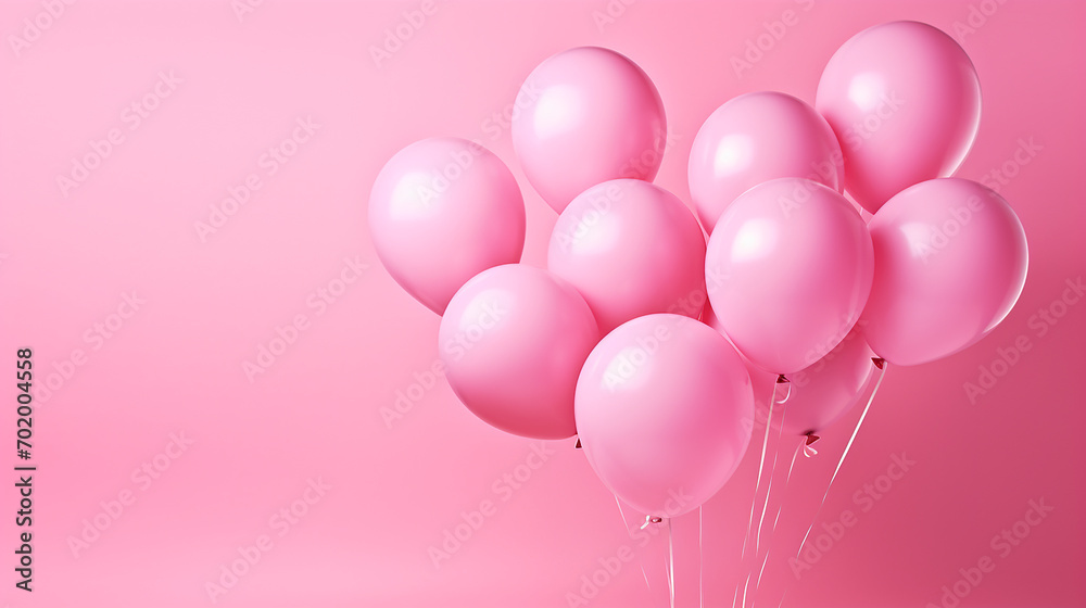 pink background with balloons. simple decoration concept