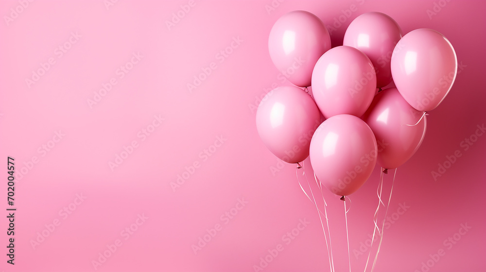 balloons on pink background with space for text
