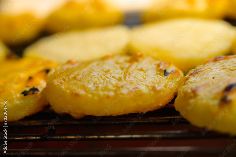 Khao Jee, grilled sticky rice with egg Khao Jee, grilled sticky rice with egg