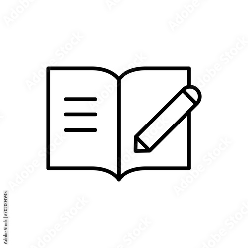 Writing book outline icons, minimalist vector illustration ,simple transparent graphic element .Isolated on white background