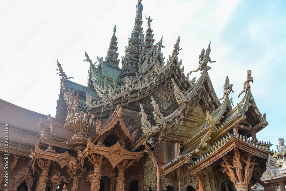 Roof of the The Wooden Sanctuary of Truth in Pattaya, Chonburi, Thailand