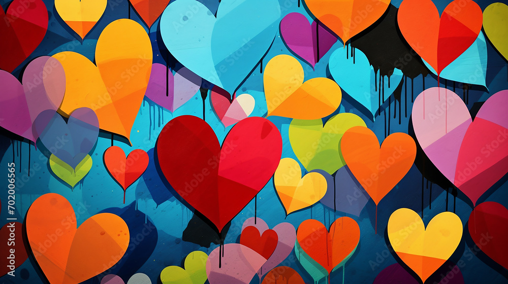 colorful background with retro pop art hearts and bold pop art style colorful background with retro pop art hearts and bold pop art style