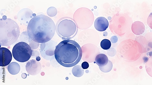 Soft watercolor circles in Navy Blue, Cobalt Blue colors styled with a playful vibe, whimsical shapes. Trendy pastel background with creative drawing. Festive card. photo