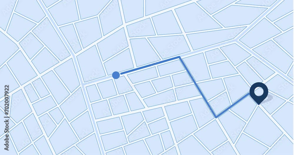 Map Navigation Tracking Animation Journey Travel Route Trip to Destination Address GPS Motion Graphic Concept