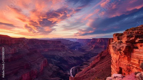 amazing canyon with a dynamic twilight sky --no sun --ar 16:9 --v 6 Job ID: a4d03921-98d2-4ab3-8b3a-9708029baf75