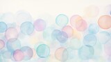 Soft watercolor circles in Turquoise, Powder Blue colors styled with a playful vibe, whimsical shapes. Trendy pastel background with creative drawing. Festive card.