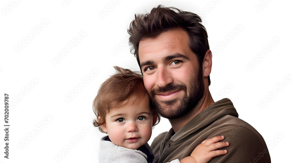 man with baby in arms, with background man with baby in arms, with background