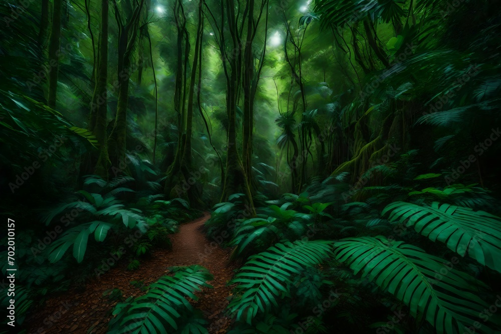 A dense rainforest is an intricate tapestry of life, from the forest floor to the canopy. A dense rainforest is an intricate tapestry of life, from the forest floor to the canopy.