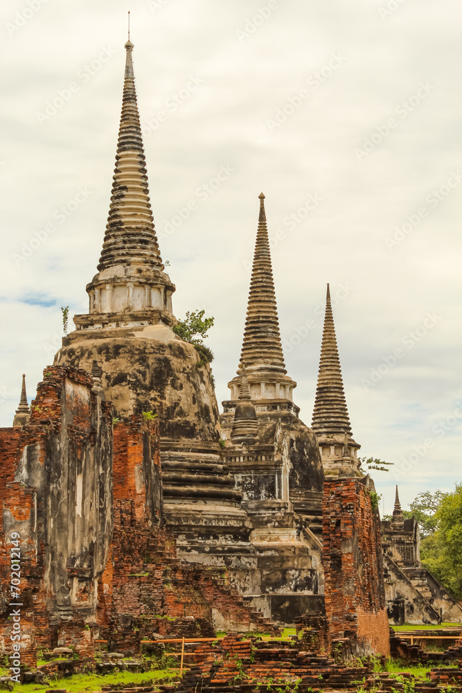 Stupas at Wat Phra Si Sanphet in Ayutthaya Historical Park Thailand