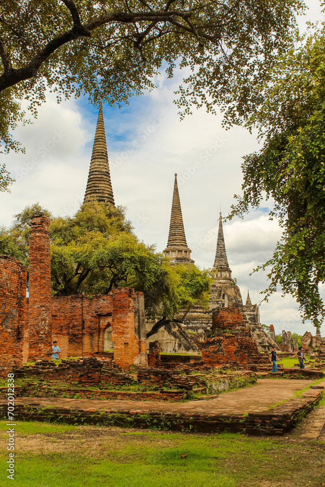The three Chedis of Wat Phra Si Sanphet located at Ayutthaya, Thailand