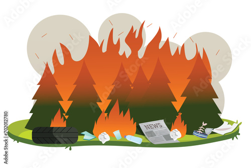  Fire In The Forest | Pollution Illustration
