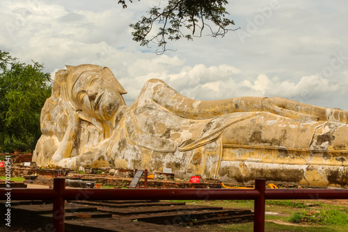 Reclining Buddha in Wat Lokayasutharam temple in Phra Nakhon Si Ayutthaya photo