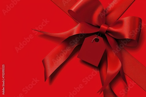 A bold and bright red bow with a tag, depicted in vector art, adding a splash of color and a personal touch to packages, cards, and crafts.