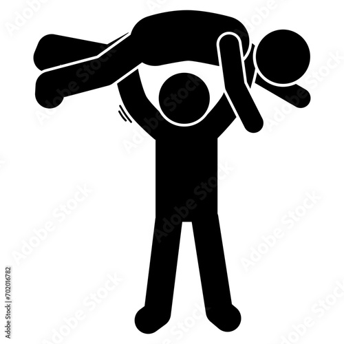 vector illustration of mixed martial arts, fighting, brawling, throwing, punching