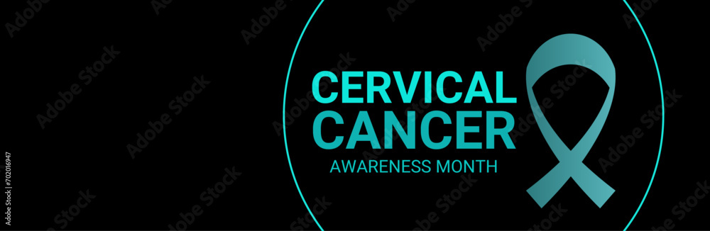 Cervical Cancer Awareness Calligraphy Poster Design. Realistic Teal and White Ribbon. January is Cancer Awareness Month. suit for cover, website, banner, presentation, posters. vector illustration Cervical Cancer Awareness Calligraphy Poster Design. Realistic Teal and White Ribbon. January is Cancer Awareness Month. suit for cover, website, banner, presentation, posters. vector illustration