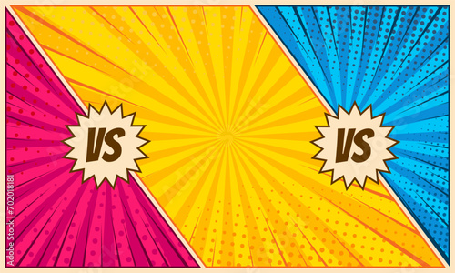 Colorful comic battle versus background. vector illustration