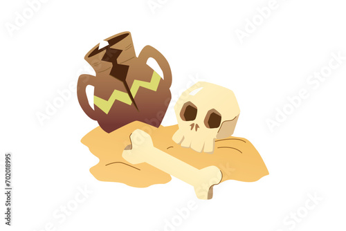 Human Bones with an Old Brown Vase
 | Archeology Tool