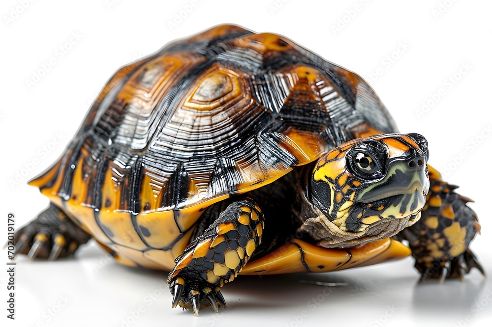 Fototapeta premium Coahuilan Box Turtle (Terrapene Coahuila) isolated on white background.