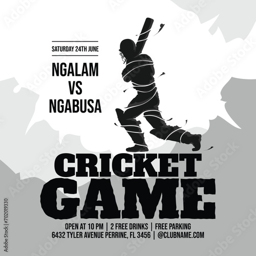 cricket game flyer graphic template