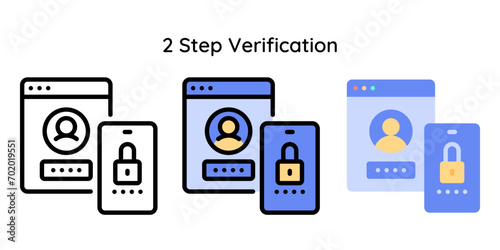 2 Step Verification Icon Related to Cyber Security. Line, Line Color, Flat Style
