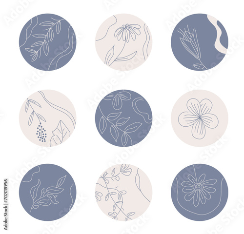set of organic floral icons with pastel tones for social networks, presentations and layouts, modern icons © Raphael