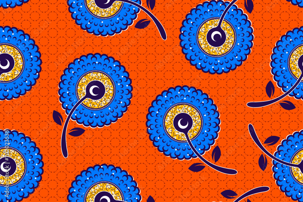 Abstract African Flower, Cultural Fusion in Circle, African Tribal Art ...