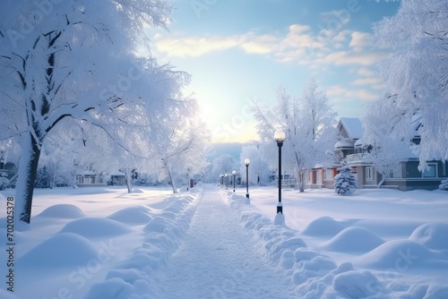 Winter landscape snowy village © JanNiklas