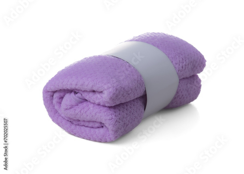Purple towel on white background