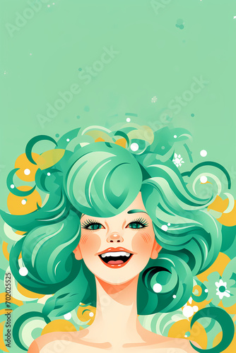 cartoon woman with green hair
