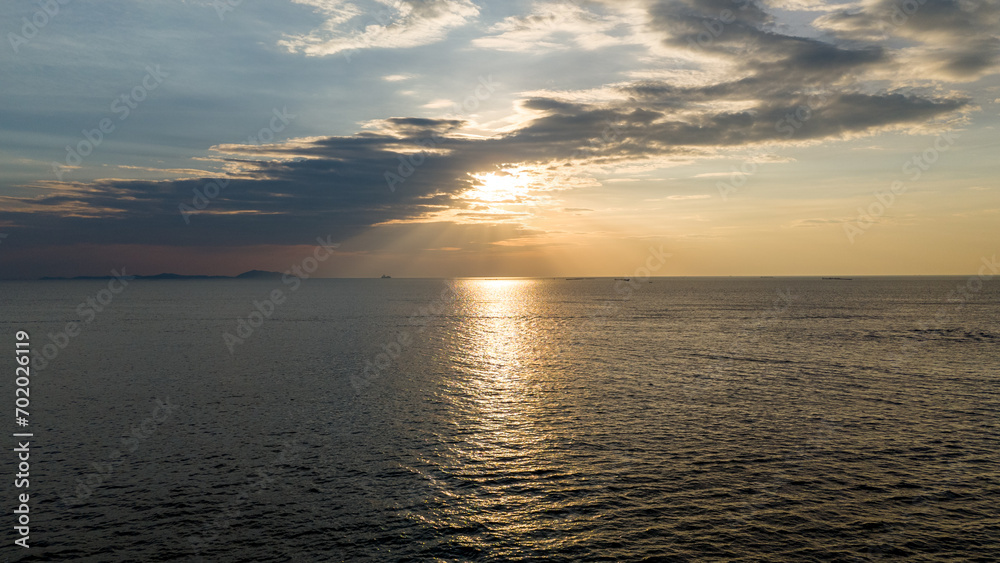 Fototapeta premium Sunset at Bang Saen sea, Chonburi province, Thailand