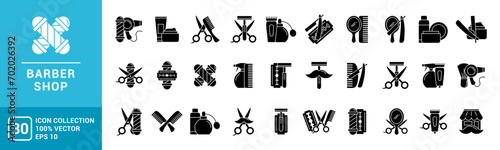 Collection of barbershop icons, barber, haircut, salon, design vector template editable and resizable EPS 10.
