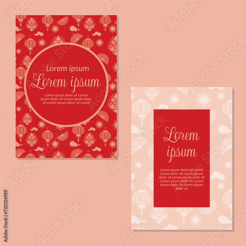 Wedding invitation card template. Chinese New Year seamless pattern backgrounds save the date  invitation  greeting card  vector illustration.