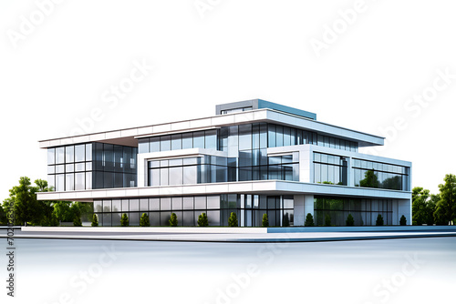 beautiful modern new building isolated on a white background