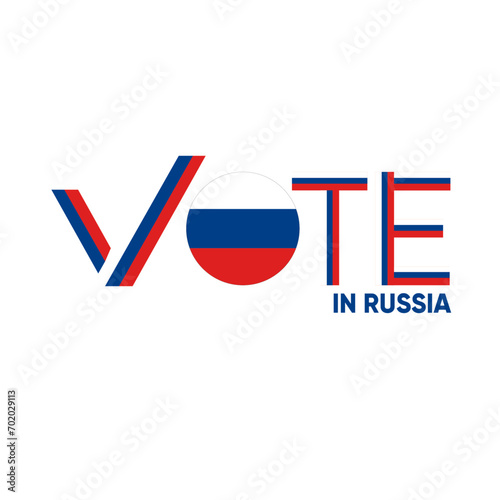 vote word Russia or Russian Federation style with check mark, vector illustration photo