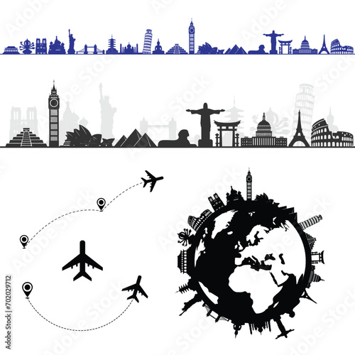 World sights in line and with circle