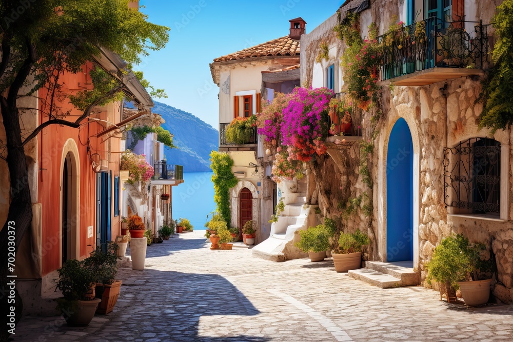 Colorful houses on the island of Burano, Venice, Italy, AI Generated