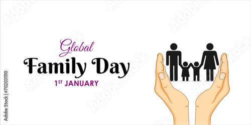 Vector illustration of Happy Global Family Day social media feed template