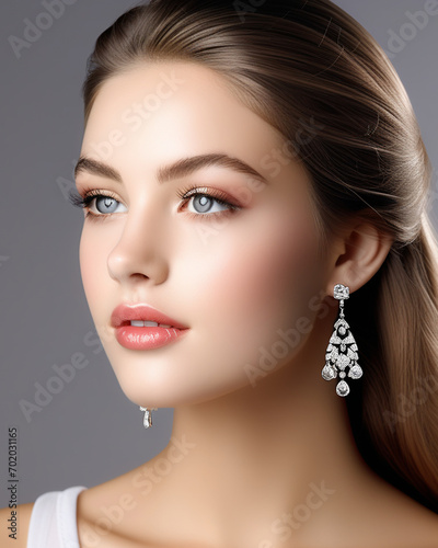 Ai model wearing earing in platinum